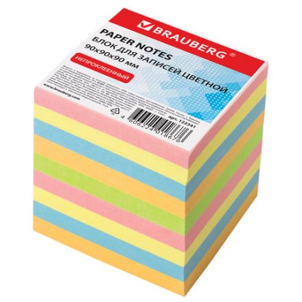 Блок для записей BRAUBERG непроклеенный, куб 9х9х9 см, цветной, 122341 Блок для записей BRAUBERG непроклеенный, куб 9х9х9 см, цветной, 122341