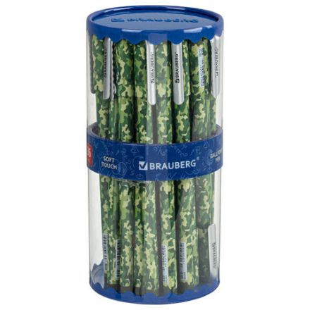 Ручка шариковая BRAUBERG SOFT TOUCH STICK "KHAKI", СИНЯЯ, мягкое покрытие, узел 0,7 мм, 143703