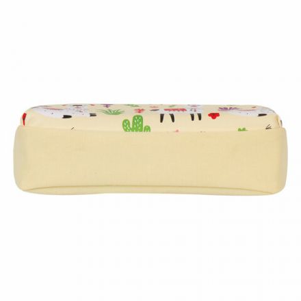 Пенал мягкий ЮНЛАНДИЯ, 2 отделения, полиэстер, "Llama", бежевый, 20х6х9 см, 228981