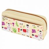 Пенал мягкий ЮНЛАНДИЯ, 2 отделения, полиэстер, "Llama", бежевый, 20х6х9 см, 228981