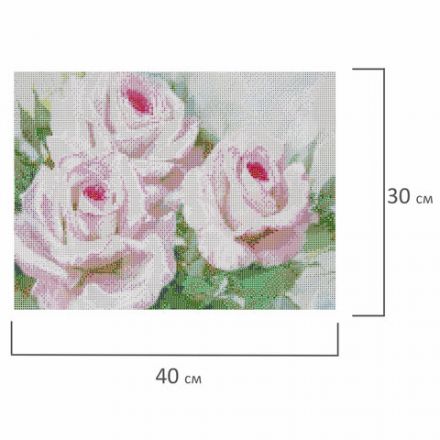 Картина стразами (алмазная мозаика), 30х40 см, ОСТРОВ СОКРОВИЩ "Бело-розовые розы", без подрамника, 663855