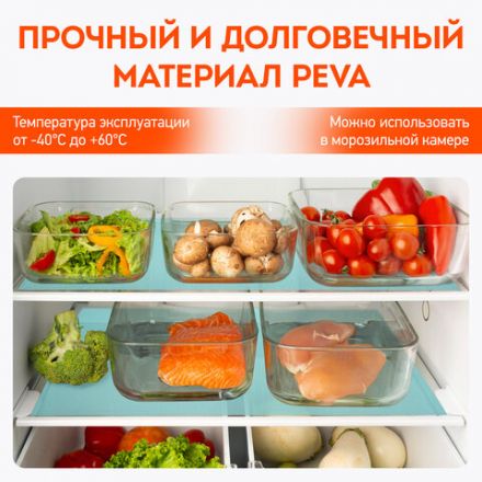 Коврики универсальные 6 шт., 30х45 см, для холодильника, полок, сервировки, бирюзовый, DASWERK (ДАСВЕРК), 609606