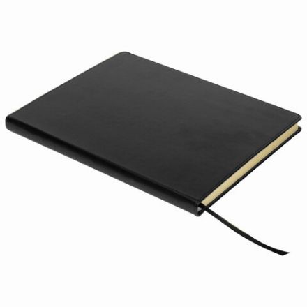 Блокнот А5 (148х218 мм), BRAUBERG "Income", 128 л., гладкий кожзаменитель, клетка, черный, 125208