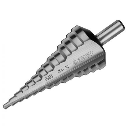 Сверло ступенчатое ЗУБР 4-39мм, 14 ступеней, сталь Р6М5 (29670-4-39-14_z01)