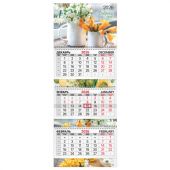 Календарь квартальный 2026 г., 3 блока, 3 гребня, бегунок, мелованная бумага, BRAUBERG EXTRA, "Весенние цветы", 116820