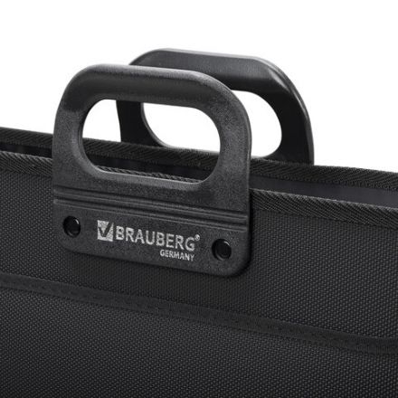 Папка-портфель пластиковая БОЛЬШОГО ФОРМАТА BRAUBERG "ПОРТФОЛИО" А3 (470х380х130 мм), 3 отделения, черная, 223081