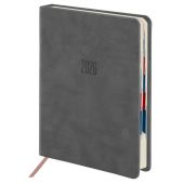 Ежедневник датированный 2026 B6 125х173 мм, GALANT "Vivid", под кожу, серый, 117410