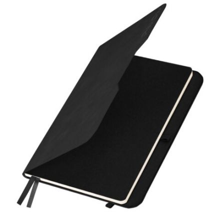 Ежедневник датированный 2026, А5, 151х213 мм, BRAUBERG "Note", под кожу, держатель для ручки, черный, 117516