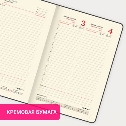 Ежедневник датированный 2026, А5, 151х213 мм, BRAUBERG "Note", под кожу, держатель для ручки, черный, 117516