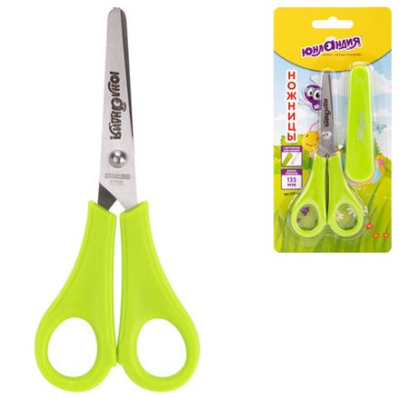 Ножницы ЮНЛАНДИЯ, 135 мм, с линейкой и футляром для лезвий, салатовые, блистер, 237109 Ножницы ЮНЛАНДИЯ, 135 мм, с линейкой и футляром для лезвий, салатовые, блистер, 237109
