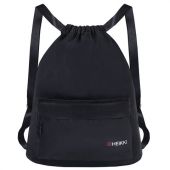 Рюкзак спортивный мешок HEIKKI CASUAL (ХЕЙКИ) с дополнительным карманом, 44х34 см, "Total black", 273457