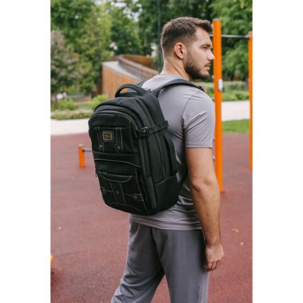 Рюкзак HEIKKI DESERTED (ХЕЙКИ) универсальный, отделение для ноутбука, EVA-спинка, черный, 48х34х18 см, 273876