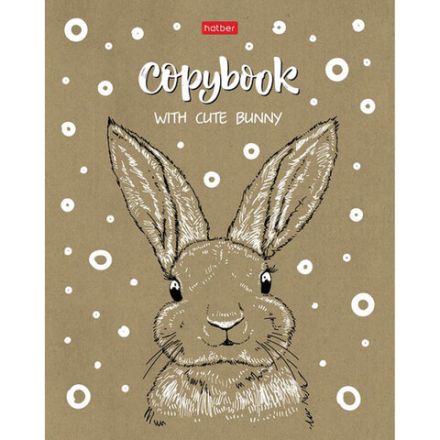 Тетрадь А5, 48 л., HATBER, скоба, клетка, обложка крафт-картон, "Милые зверьки" (микс в спайке), 066339, 48Т5В1