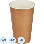 Стакан одноразовый бум 1-сл. d-90мм 400мл Крафт 50шт/уп (SP16S)