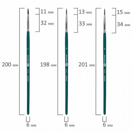 Кисти художественные набор 15 шт.+мастихин, в пенале, изумрудные, синтетика, BRAUBERG ART DEBUT, 201045