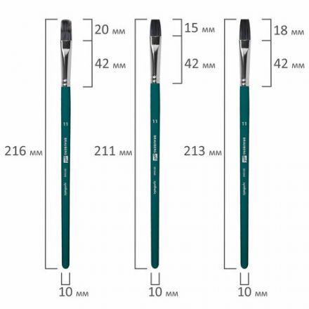 Кисти художественные набор 15 шт.+мастихин, в пенале, изумрудные, синтетика, BRAUBERG ART DEBUT, 201045