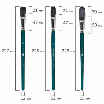 Кисти художественные набор 15 шт.+мастихин, в пенале, изумрудные, синтетика, BRAUBERG ART DEBUT, 201045