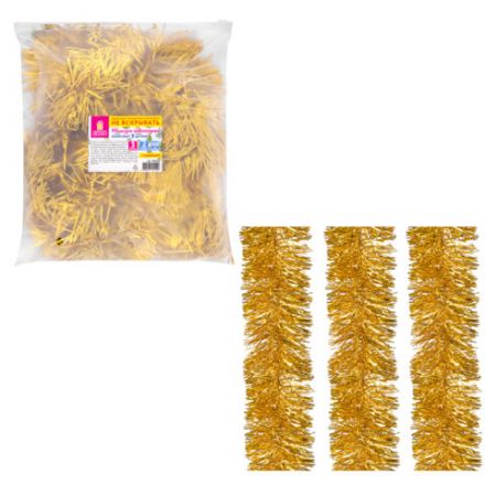 Мишура КОМПЛЕКТ 3 штуки, диаметр 100 мм, длина 2 м, золотистая, 592220
