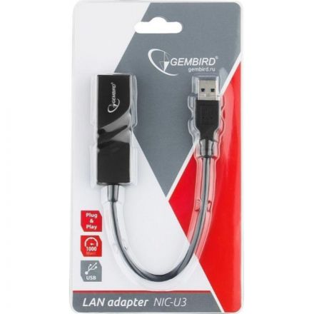 Сетевой адаптер Ethernet Gembird NIC-U3, USB 3.0, Fast Ethernet adapter