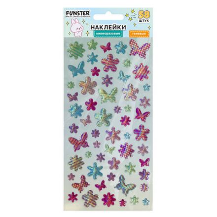 Наклейки гелевые "Яркое ассорти", 17,5х9 см, ассорти 8 видов, FUNSTER (ФАНСТЕР), 666101