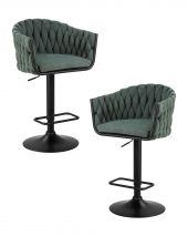Набор 2 шт Стул барный DOBRIN LEON, зеленая ткань (LAR 275-23)