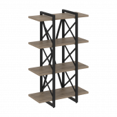 Loft Стеллаж на регулируемых опорах-4 полки VR.L-MST.O-4.4V Тиквуд тёмный/Чёрный металл 800*400*1280