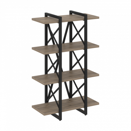 Loft Стеллаж на регулируемых опорах-4 полки VR.L-MST.O-4.4V Тиквуд тёмный/Чёрный металл 800*400*1280