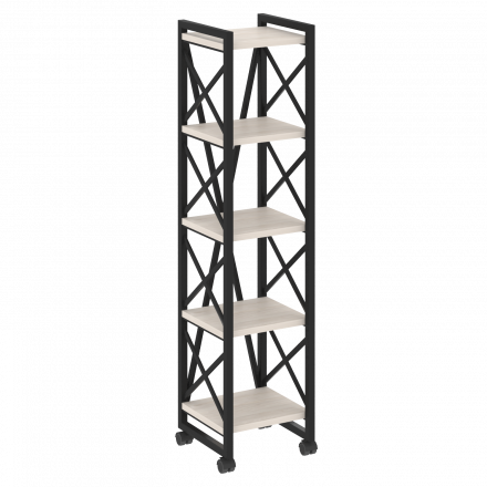 Loft Стеллаж на колесных опорах-5 полок VR.L-MST.K-5.4 Денвер светлый/Чёрный металл 400*400*1704