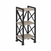 Loft Стеллаж на колесных опорах-3 полки VR.L-MST.K-3.4 Дуб аттик/Чёрный металл 400*400*968