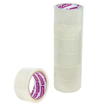 Клейкая лента упаковочная ATTACHE 50мм х 66м 50мкм прозрачная (6 шт/уп) Клейкая лента упаковочная ATTACHE 50мм х 66м 50мкм прозрачная (6 шт/уп)