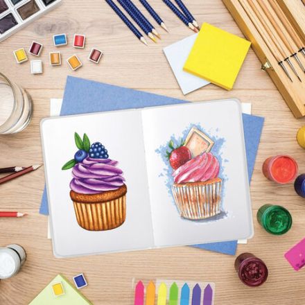 Скетчбук, белая бумага 80 г/м2, 145х203 мм, 80 л., резинка, твердый, BRAUBERG ART DEBUT "Хогвартс", 114581