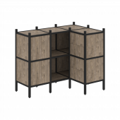 Loft Угловой внутренний стеллаж наборный VR.L-28 Тиквуд тёмный/Чёрный металл 1278*862*1047