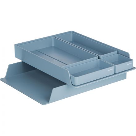 Лоток для бумаг горизонт Deli NuSign ENS001-blue набор 2шт + органайзер син
