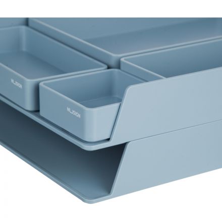 Лоток для бумаг горизонт Deli NuSign ENS001-blue набор 2шт + органайзер син