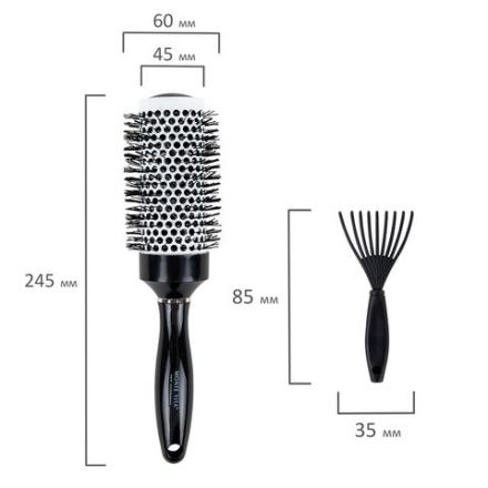 Расческа для волос термобрашинг 24,5х6х4,5 см, круглая + щетка для чистки В ПОДАРОК, MONTE VITA (МОНТЕ ВИТА), 457433