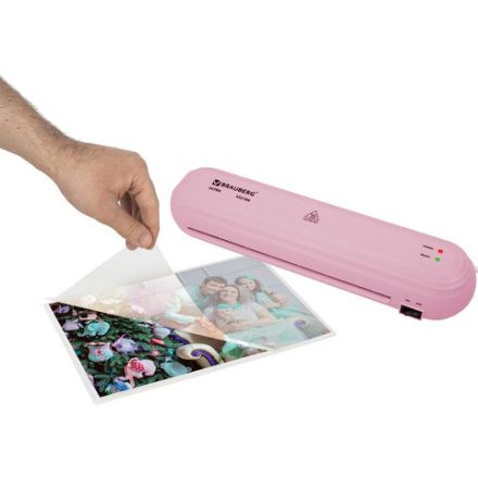 Ламинатор BRAUBERG ULTRA PM235P, РОЗОВЫЙ, формат A4, толщина пленки 60-150 мкм, скорость 30 см/мин, 532186