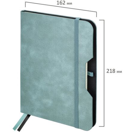 Блокнот А5 (162х218 мм), BRAUBERG "NOTE", под кожу софт-тач, с резинкой, 80 л., клетка, светло-серый, 113441 Блокнот А5 (162х218 мм), BRAUBERG "NOTE", под кожу софт-тач, с резинкой, 80 л., клетка, светло-серый, 113441