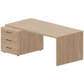 Стол Norman на опорной тумбе 3 ящика (левый) Ш180 Дуб св. NR180T3GOWOW