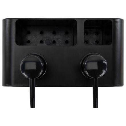 Дозатор DOUBLE для мыла/геля и моющего средства/шампуня, 2х350 мл, органайзер для губок и щеток, ЧЕРНЫЙ, 10х18х17 см, LAIMA HOME, 700045