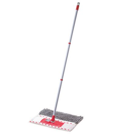 Швабра с флаундером 40 см, составной черенок 120 см, МОП микрофибра/абразив + МОП СИНЕЛЬ, PERKLIN (ПЕРКЛИН), 700987