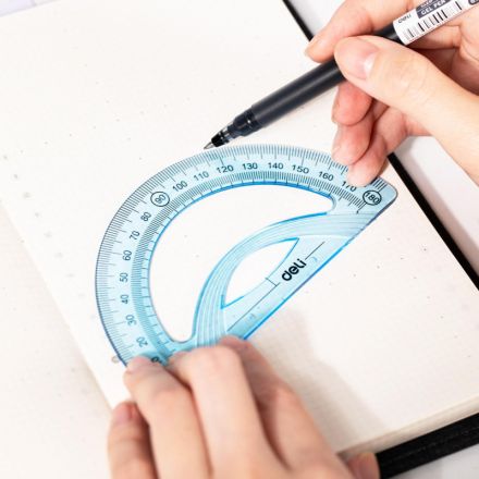 Набор чертежный Deli EH13 большой:лин 30см,угольн 19и13см,трансп 12см,голуб