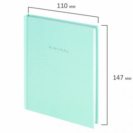 Блокнот МАЛЫЙ ФОРМАТ 110х147 мм, А6, 80 л., твердый, клетка, BRAUBERG "Minimal", мятный, 116451