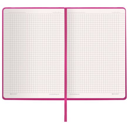 Блокнот А5 (148x218 мм), BRAUBERG "Metropolis", балакрон, 80 л., резинка, клетка, фуксия, 111587