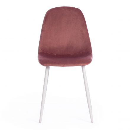 Стул BREEZE (mod. 4724) Велюр/металл , 44 х 53 х 87 см, Coral (коралловый) HLR44 / белый