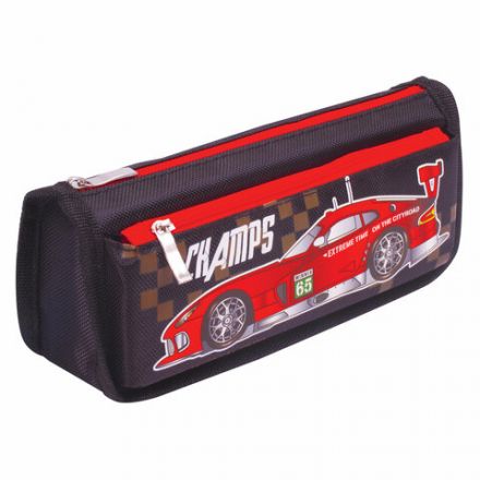 Пенал мягкий ЮНЛАНДИЯ, 2 отделения, полиэстер, "Car champion", черный, 21х6х9 см, 228982