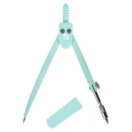 Циркуль BRAUBERG GEOMETRY, 120 мм, пастельно-бирюзовый цвет, защитный колпачок, пластиковый пенал, 210697