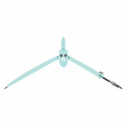 Циркуль BRAUBERG GEOMETRY, 120 мм, пастельно-бирюзовый цвет, защитный колпачок, пластиковый пенал, 210697