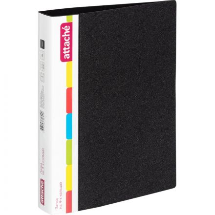 Папка на 4-х кольцах Attache 42 мм черная до 300 листов (пластик 0.7 мм)