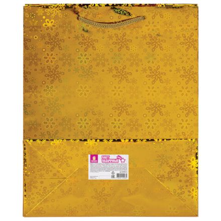 Пакет подарочный новогодний (1 шт.) 26x13x32 см (L), ГОЛОГРАФИЯ ассорти 3 цвета, ЗОЛОТАЯ СКАЗКА, 609612