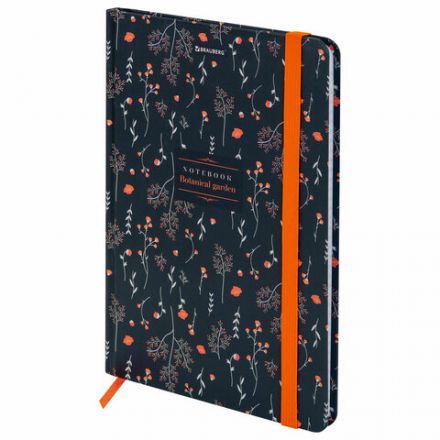 Блокнот с резинкой в клетку 96 л., А5 145х203 мм, твердая обложка, BRAUBERG, "Flowers", 116317